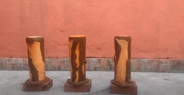 Как сделать садовые «деревянные» столбики из бетона