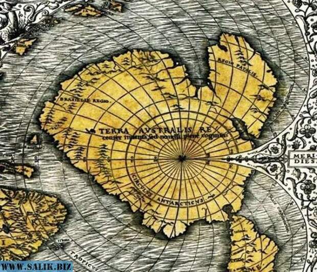 Регион Антарктиды на карте Оронтия Финея.
