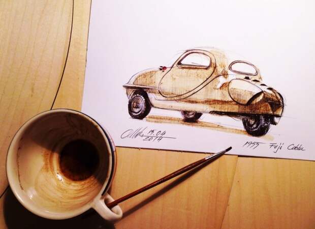 Румынский художник рисует автомобили при помощи кофе искусство, кофе, рисунок, художник