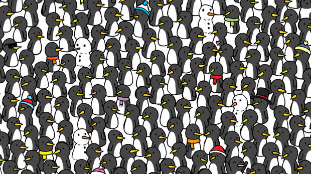Тест, который по плечу только людям с очень острым зрением: найди котов среди пингвинов