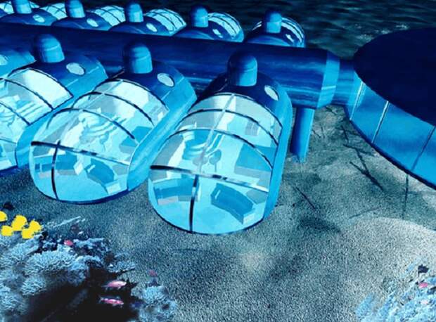 Схема размещения подводных капсул-номеров в подводных отелях. | Фото: to-world-travel.ru.
