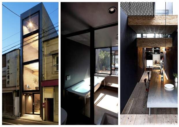 Неординарная планировка позволила создать комфортное жилое пространство («Ultra-Narrow House», Япония).