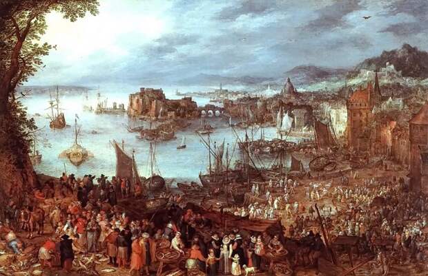 Ян Брейгель (старший) - Большой рыбный рынок [Great Fish Market], Автор: Brueghel, Jan The Elder (1568-1625) (Ян Старший (1568-1625) Брейгель)Brueghel, Jan The Elder (1568-1625) (Живопись на Gallerix.ru)