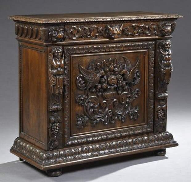 Jacobean Style Highly Carved Oak Confiturier, c. 1880, - Apr 18, 2015 |  Crescent City Auction Gallery in LA | Антикварная мебель, Антиквариат,  Мебель