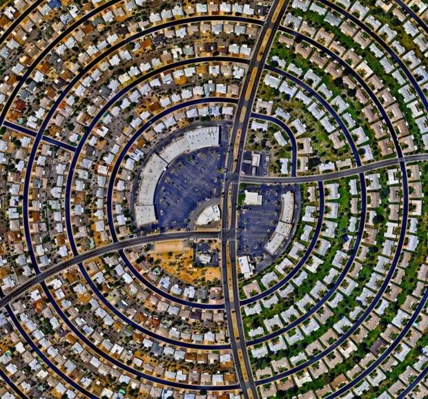 Сан-Сити, Аризона, США вид сверху, изменения, планета, последствия, фото, человек
