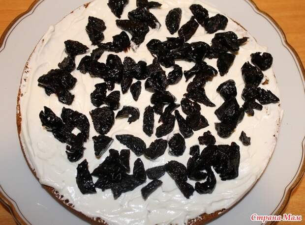Торт Медовик со сметанным кремом и черносливом.