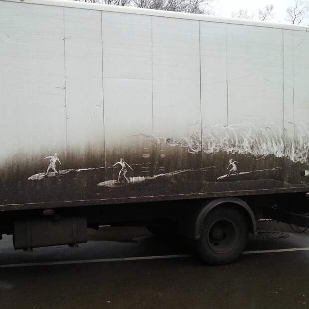 Рисунки на грязных автомобилях Никиты Голубева авто, грязь, искусство, рисунок