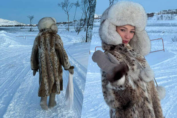 Блогерша Настя Ивлеева в валенках и меховой шапке снялась с бриллиантами на руках