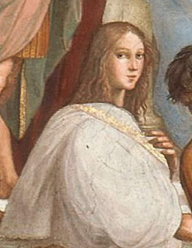 Фрагмент фрески Рафаэля с портретом Гипатии. <br>