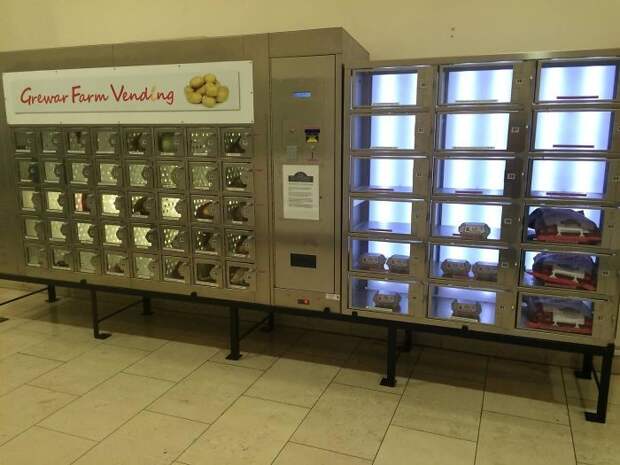 Автомат с овощами и фруктами с фермы гениальность, идея, креатив, магазин, мир, покупка, удобство