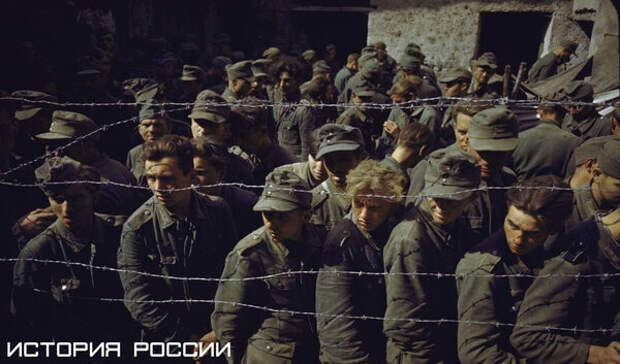Пленные немцы на сборном пункте