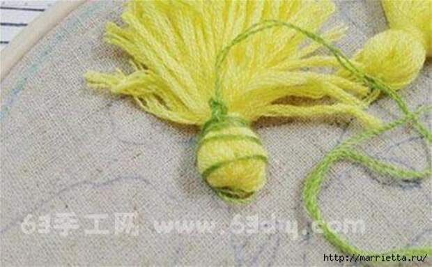 Объемная вышивка. Ромашки, одуванчики, хризантемы и мимоза (14) (500x309, 99Kb)