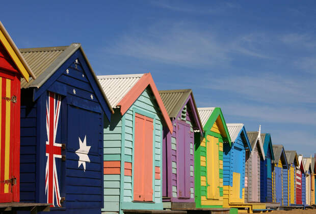 Brighton Beach, Melbourne, Australia архитектура, пейзаж, разноцветные города, юмор