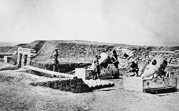 Мортирная батарея британцев, 1855 год. интересное, история, крымская война, поражение, факты