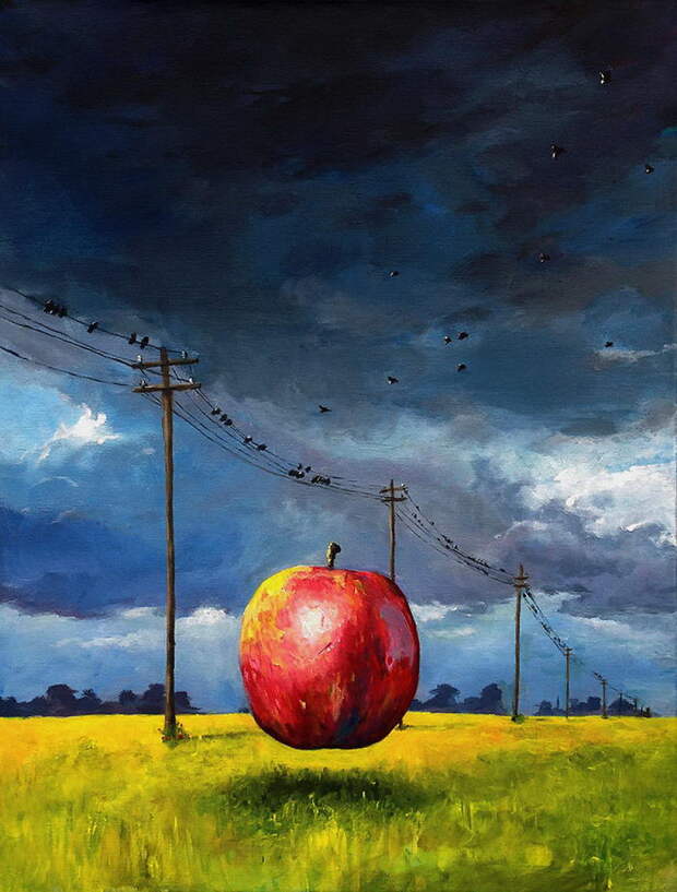 Космонавты и летающие фрукты: картины Thomas Krahn