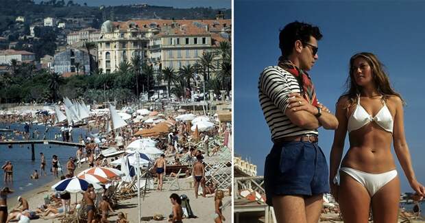 Как отдыхали на пляже в Каннах — удивительные цветные фото 1948 года