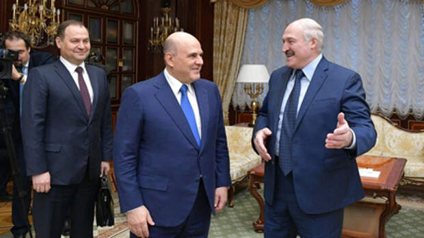 Премьер-министр РФ Михаил Мишустин на встрече с президентом Белоруссии Александром Лукашенко