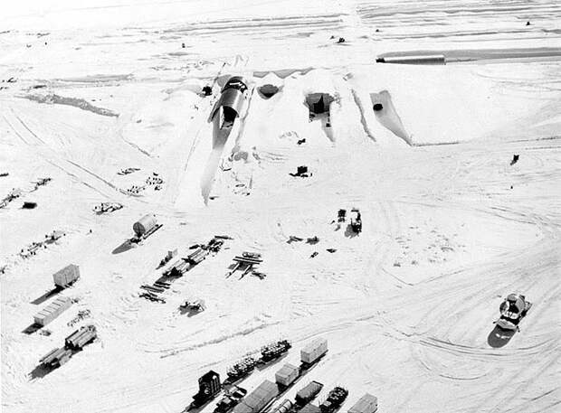 Constructing the nuclear reactor.