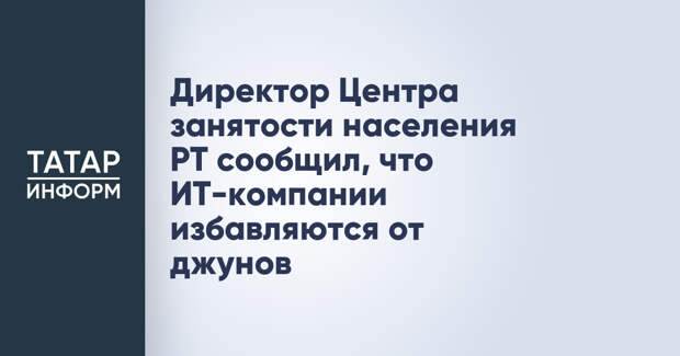 Директор Центра занятости населения РТ сообщил, что ИТ-компании избавляются от джунов