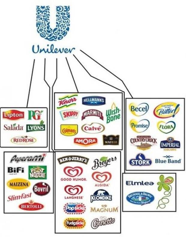 Крупнейшие производители продуктов питания и контролируемые ими компании (11 фото)