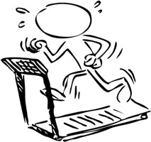 a stick figure jogging on the treadmill