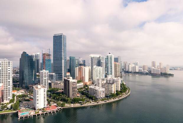 aerial photography of high-rise buildings near sea