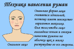 Техника нанесения румян на овальный тип лица