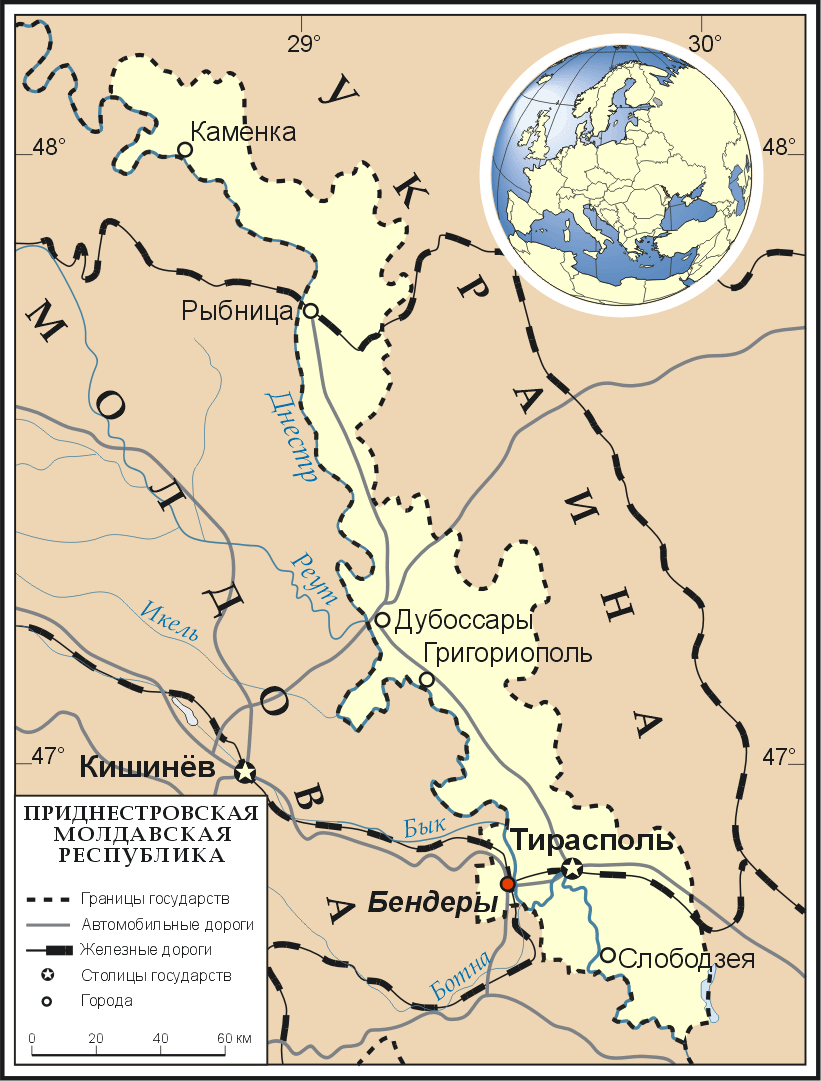 Карта приднестровья с границами